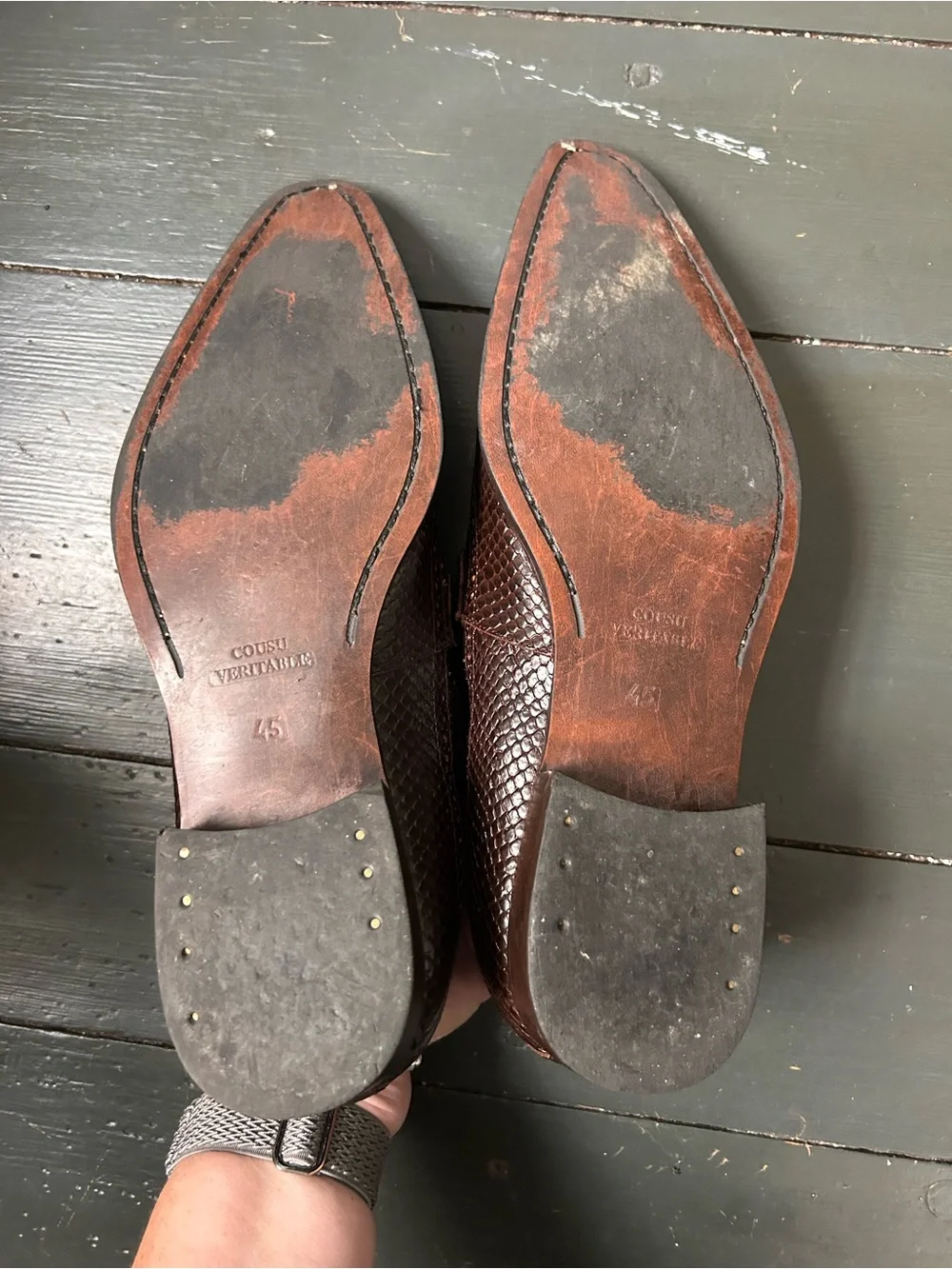 J. Bradford Brown Exotic Snakeskin Monk Strap Dress Shoes Made in Italy EU 45